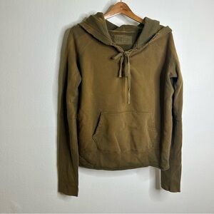 Nili Lotan 100% Cotton Green Lace Up Distressed Hoodie Sweatshirt Size Large